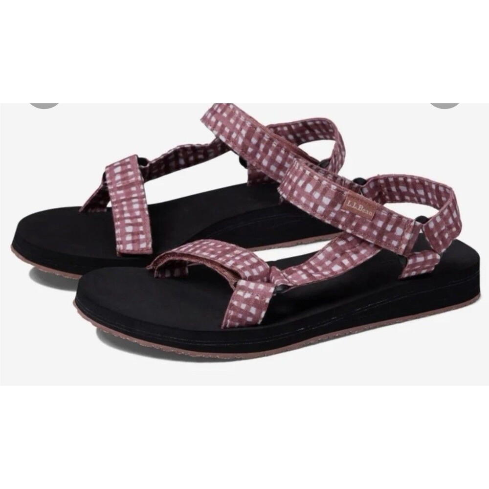 L.L. Bean Maine Isle 4 Point Sandal Mineral Red Gingham - Size 9